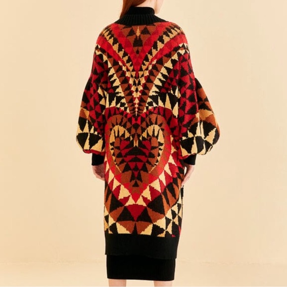 🌺🎉HP🎉🌺 NWT Farm Rio Heart Deco Maxi Knit Cardigan - Picture 3 of 15